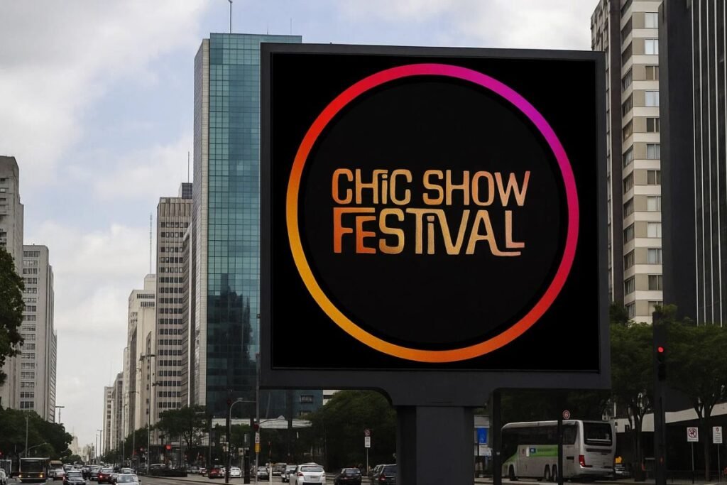 Um outdoor com o anúncio do Chic Show Festival