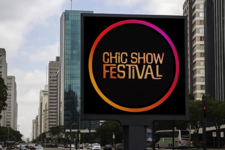 Um outdoor com o anúncio do Chic Show Festival