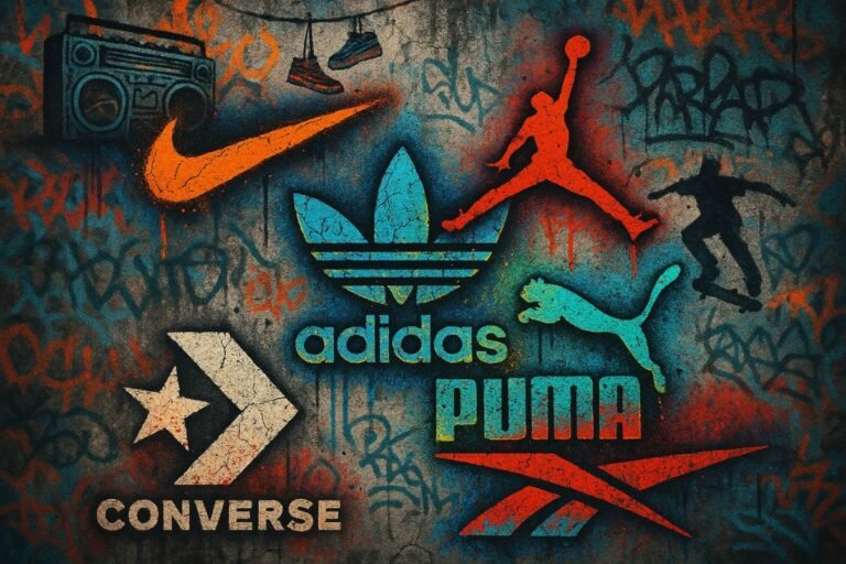 Logos pixadas em uma parede