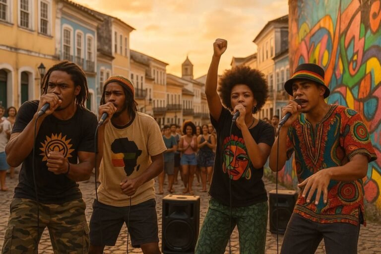 Jovens fazendo rap em Salvador