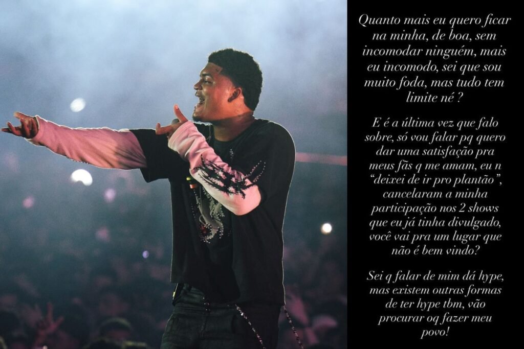 Jovem Dex e pronunciamento no Instagram ao lado