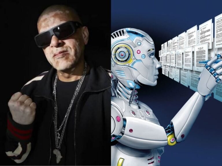 KL Jay ao lado de um robô representando Inteligência Artificial